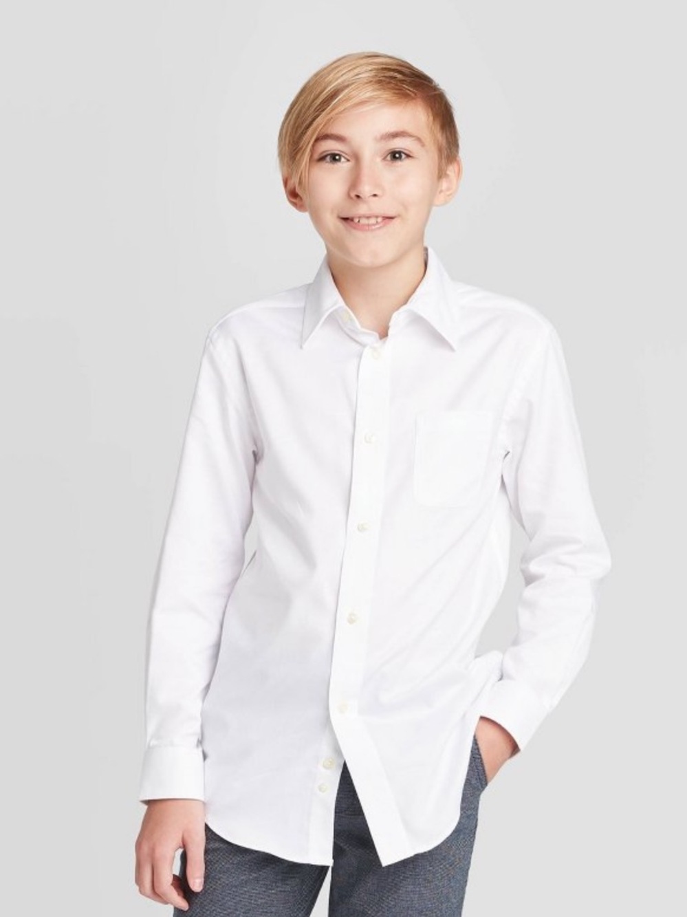 Cat & Jack White Boys' Button-Up Shirt